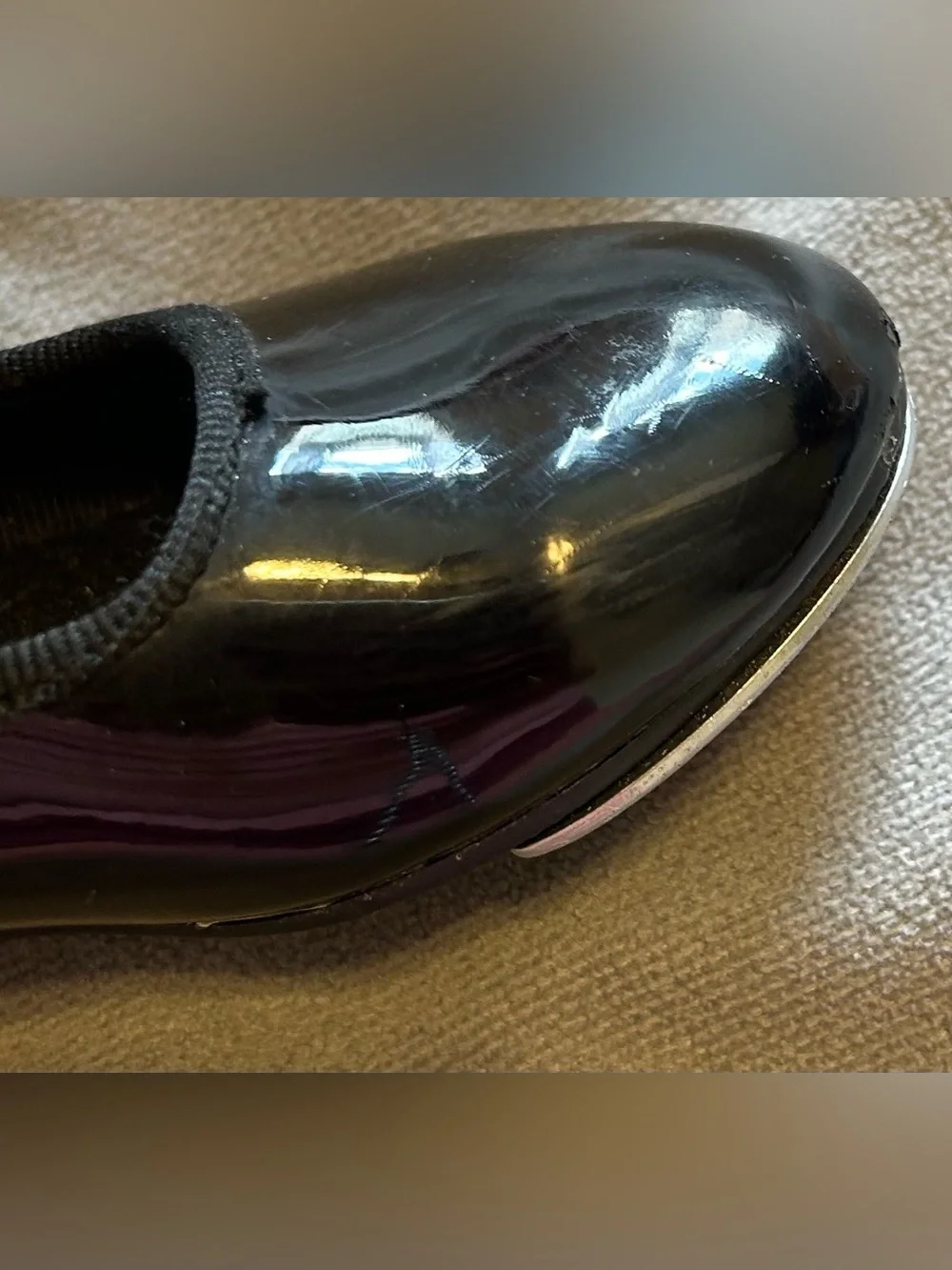Toddler Girls' Black Patent Mary Jane Tap Shoes with Velcro Strap Size 7.5